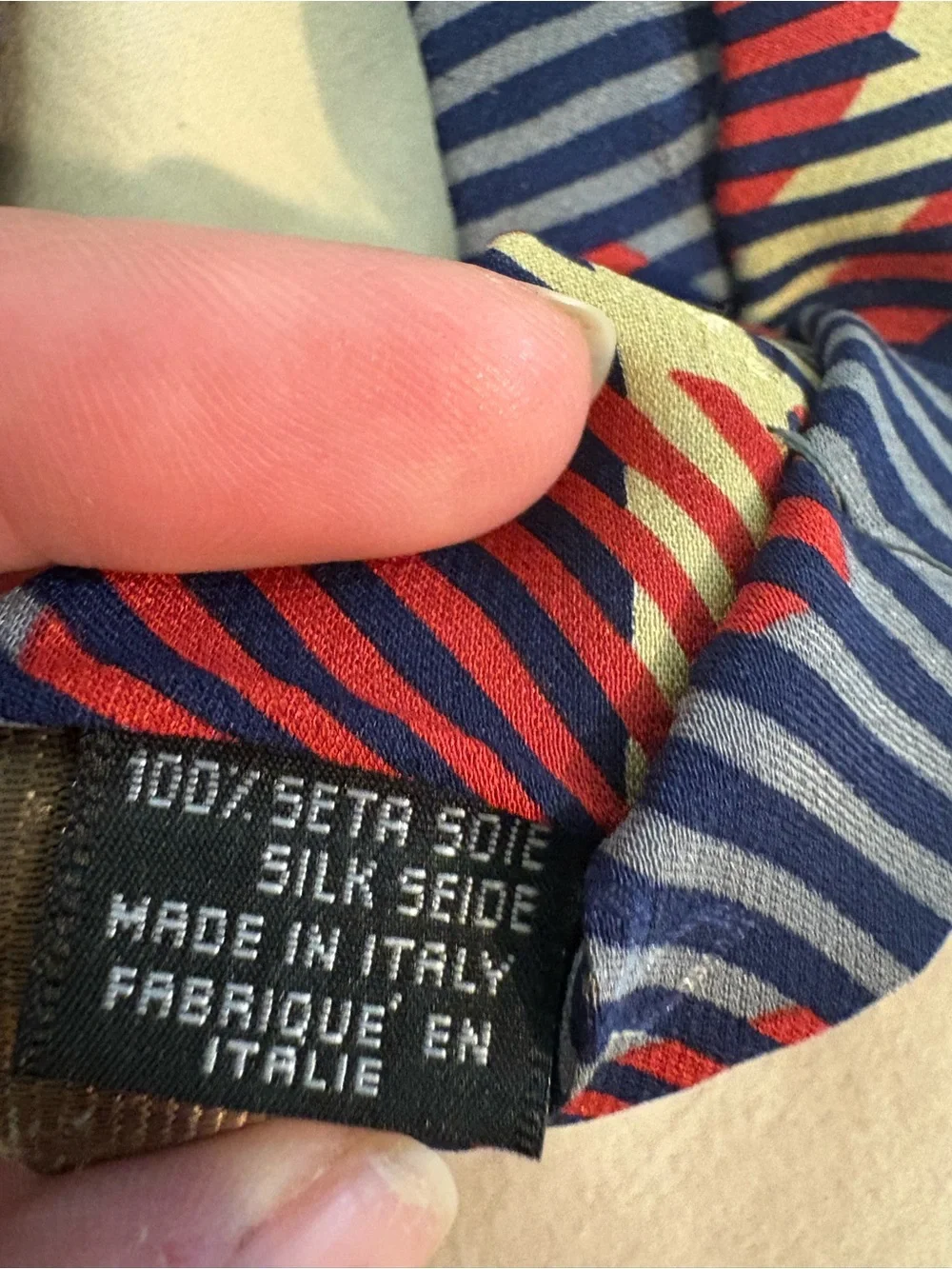 Vintage Dolce & Gabbana Blue, Red & Cream Geometric Silk Tie | Luxury |Old Money